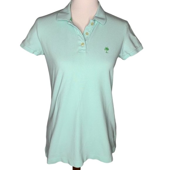 Lilly Pulitzer Short Sleeve Golf Tennis Polo Shirt Size Medium Green - Picture 1 of 8